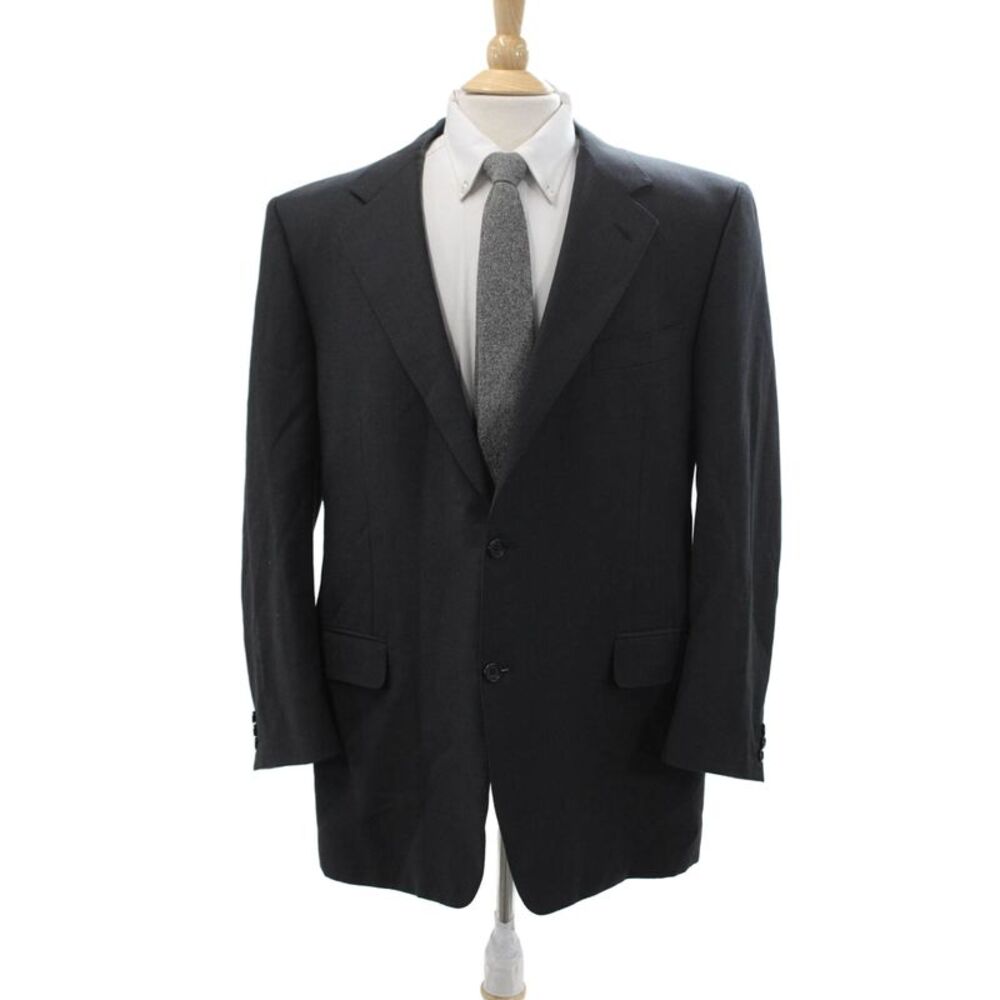 Canali Mens Classic Dark Gray Suit Jacket Collared Button Long Sleeve Size 56